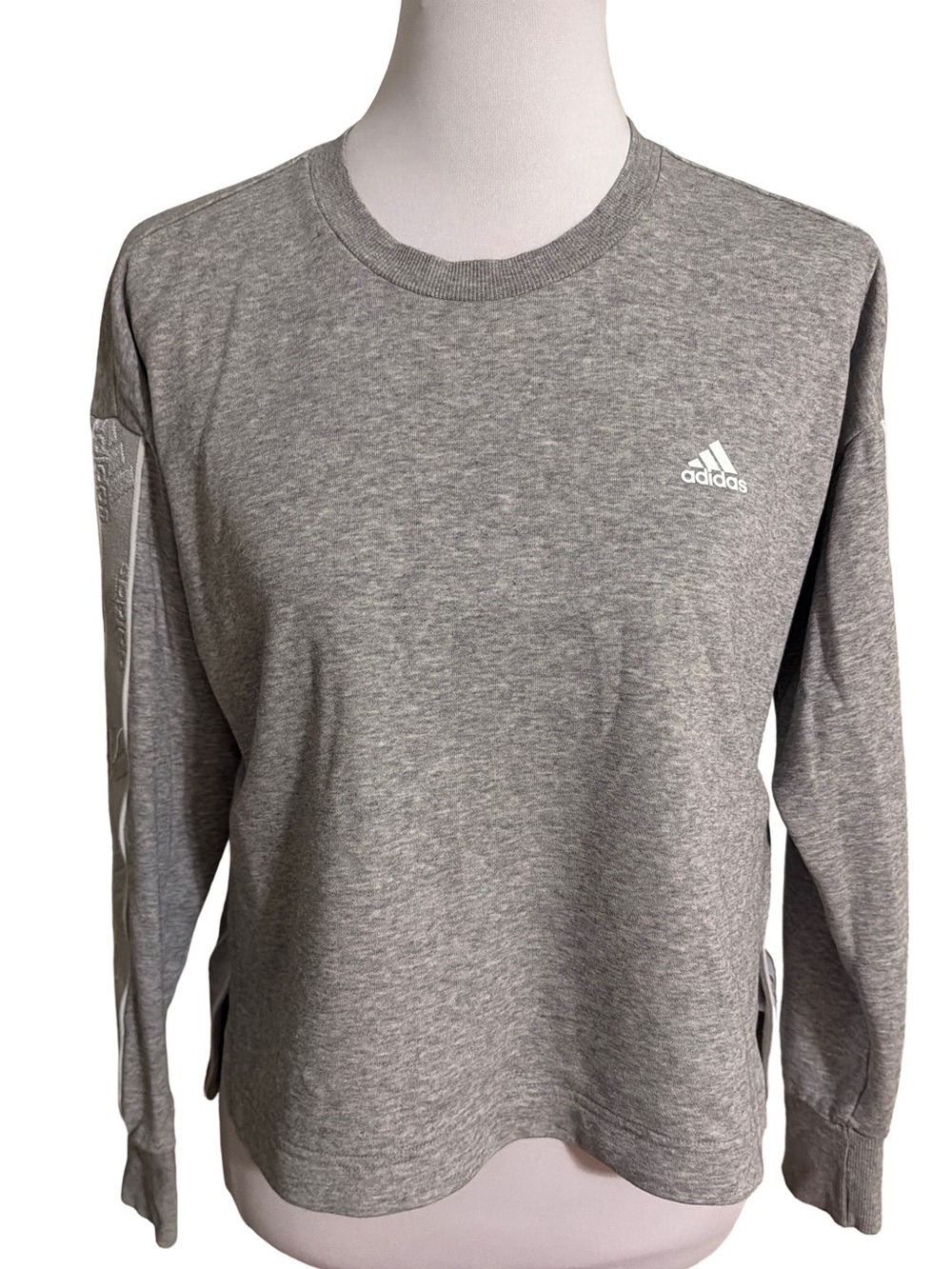 adidas Gray Heather Crewneck Long Sleeve Pullover